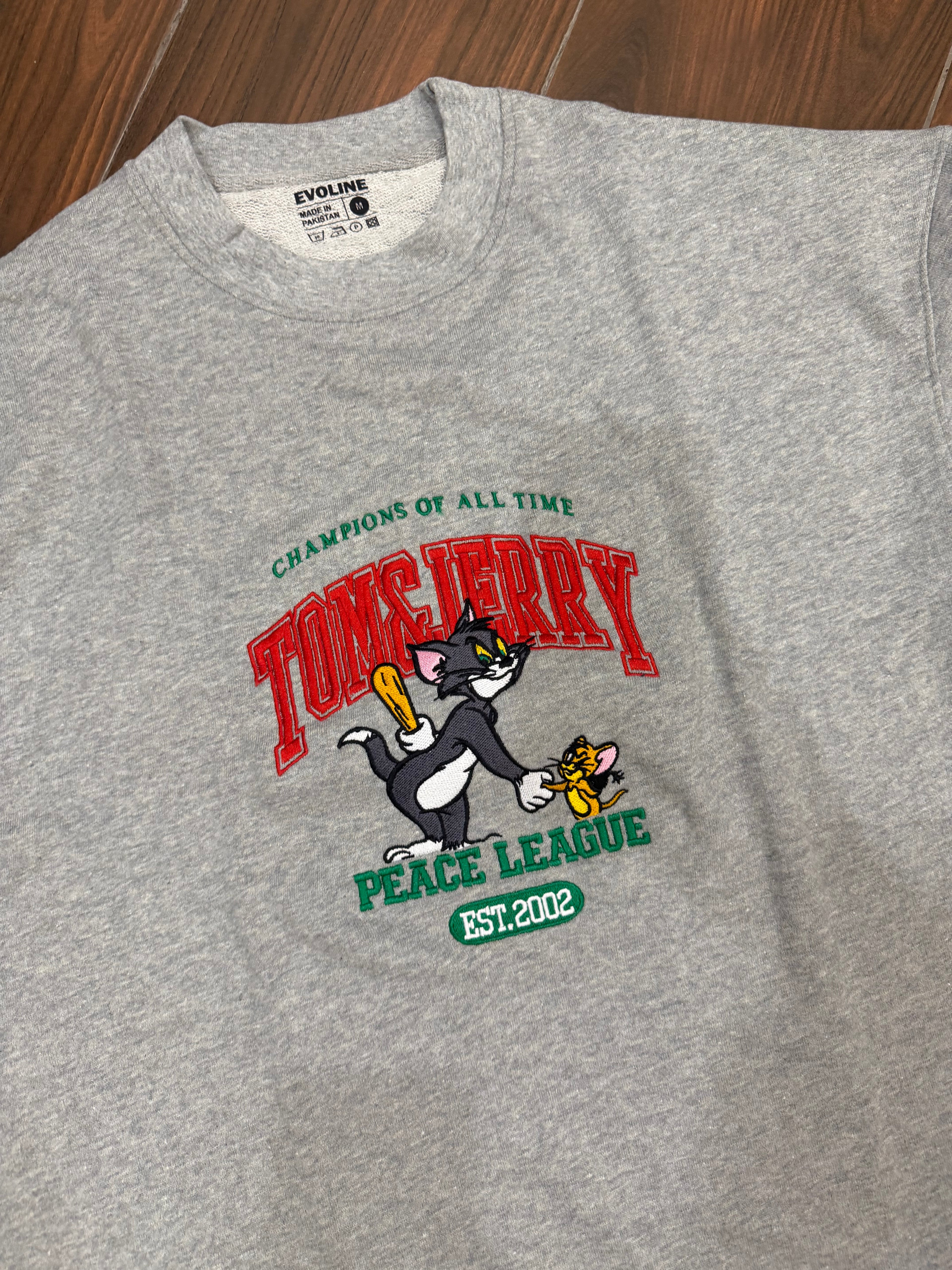 Grey “Peace League” Tom and Jerry Graphic Tee