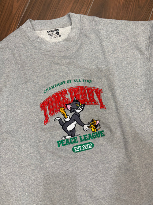 Grey “Peace League” Tom and Jerry Graphic Tee