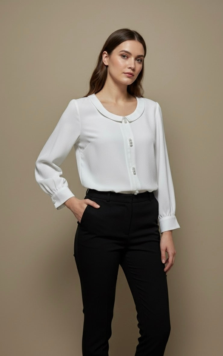 EVO 10055- White Silk Shirt