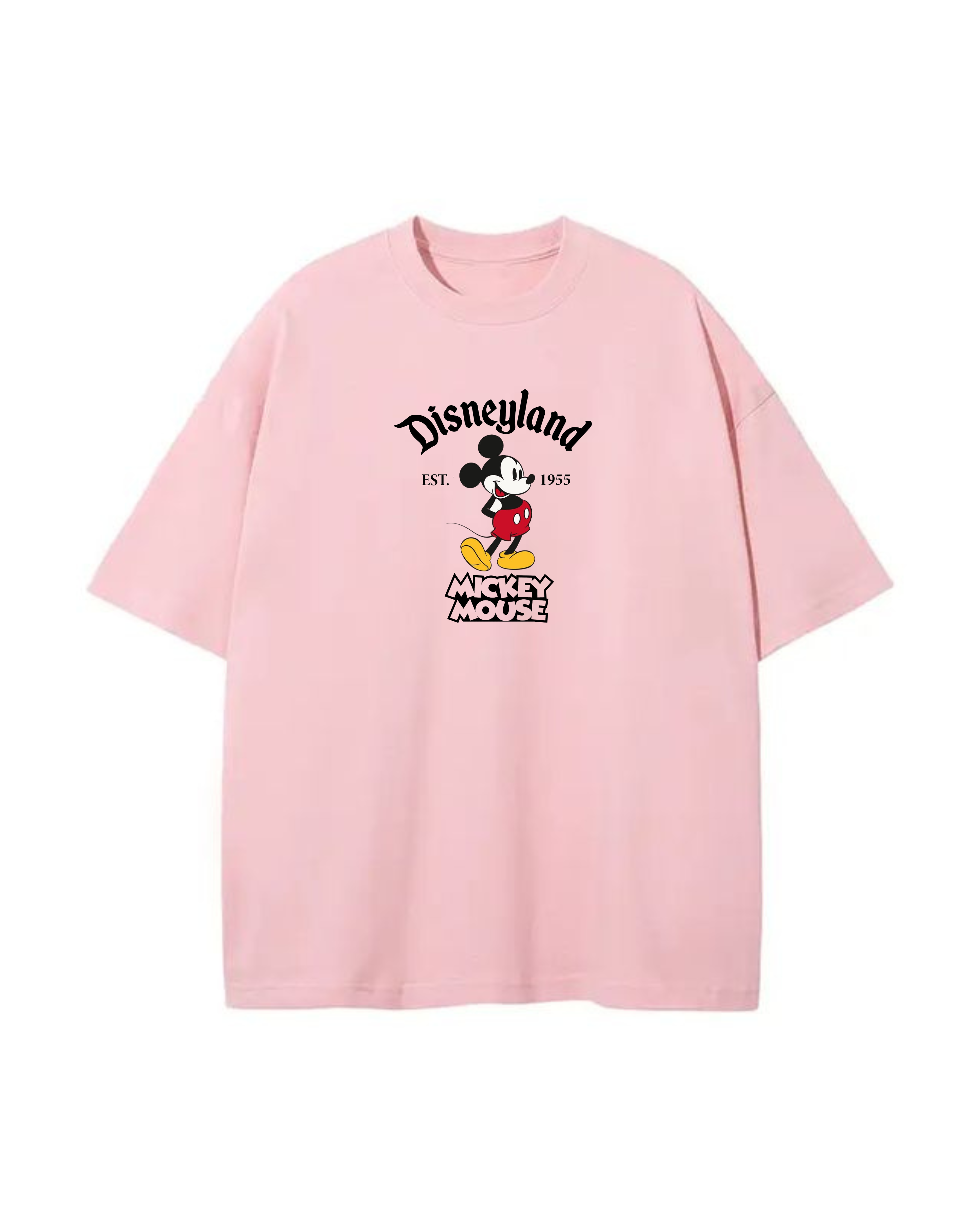 Light Pink Oversized Mickey Mouse Embroidered Disneyland Tee