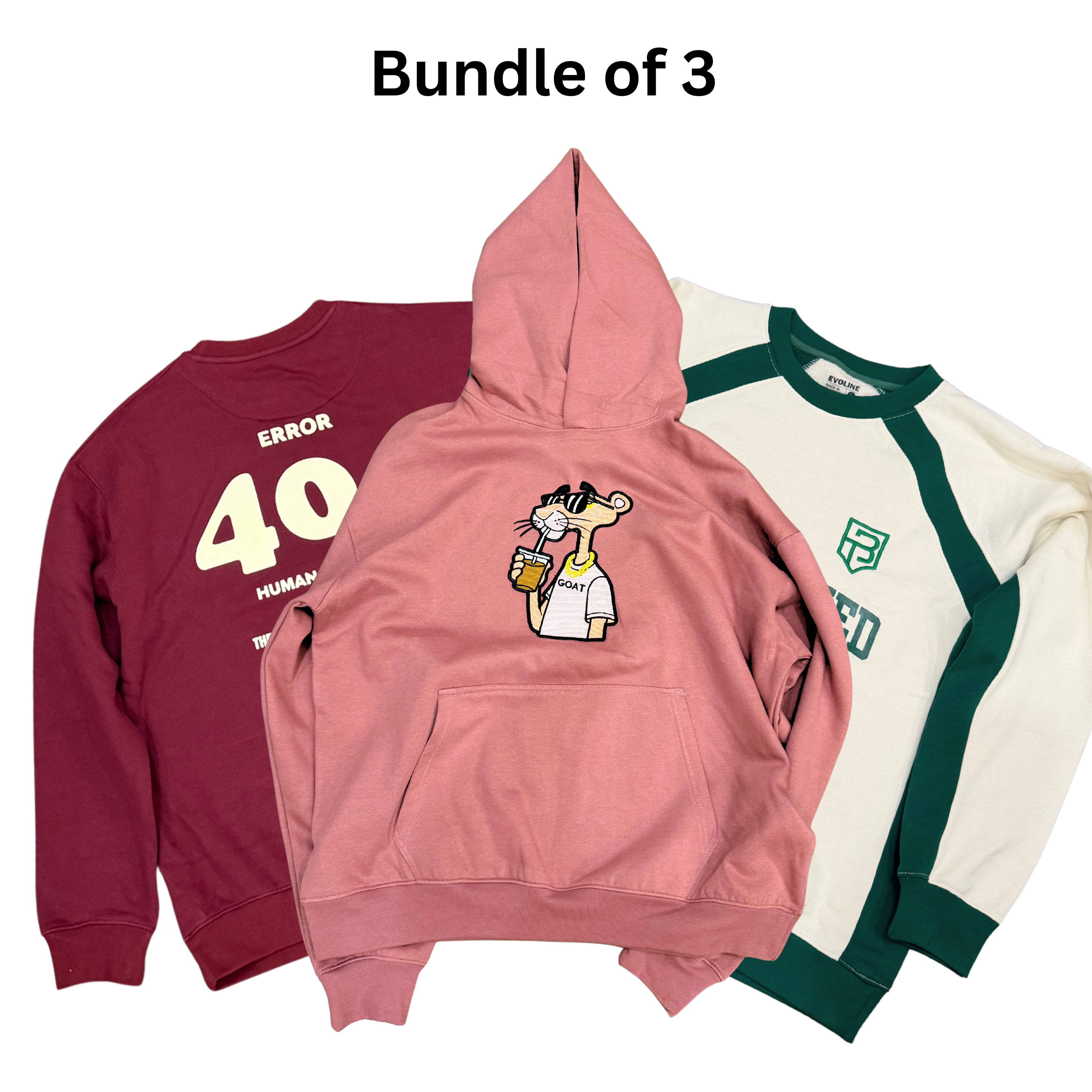 Bundle of 3 - (2 Sweatshirts + 1 Hoodie)