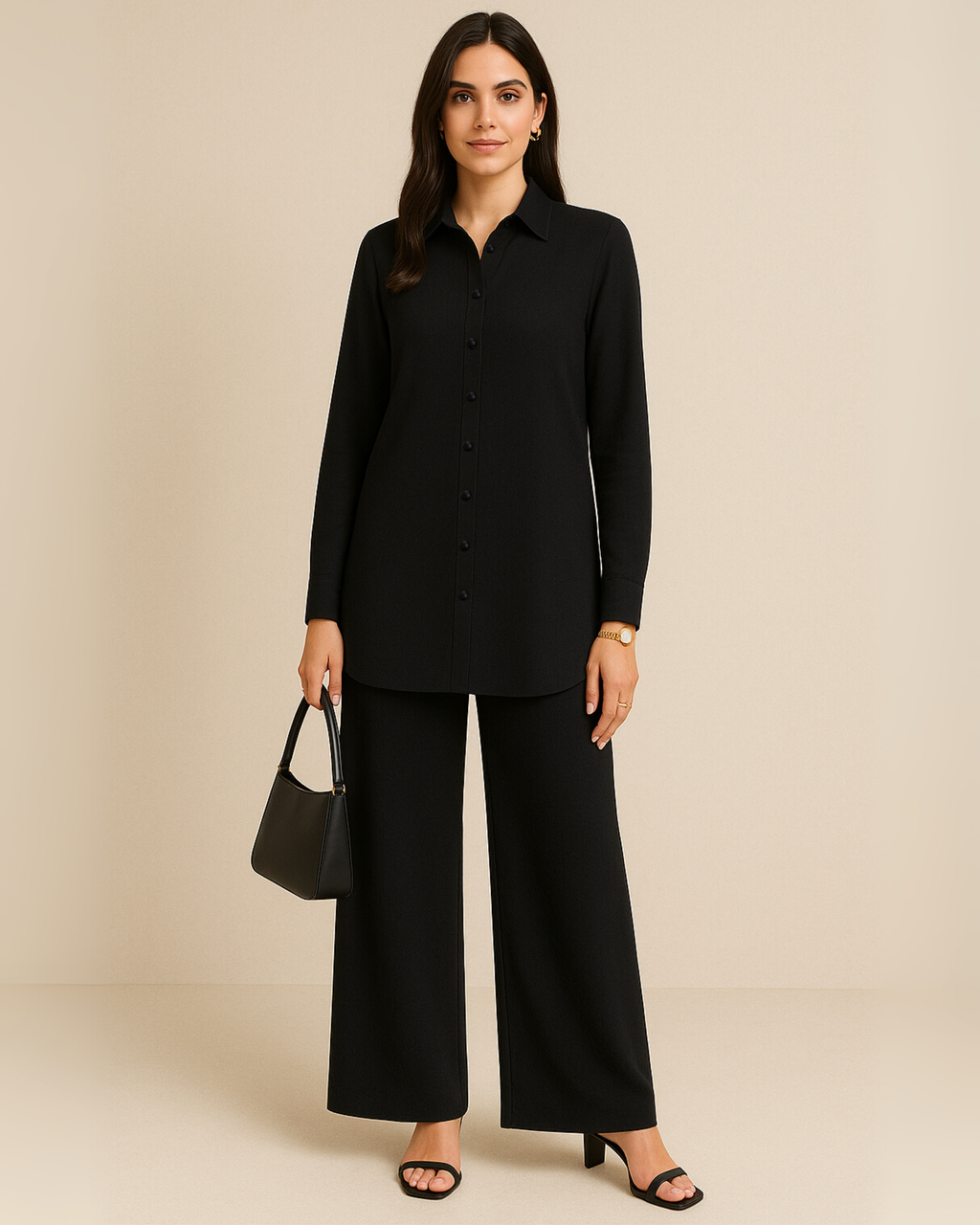 EVO10051-Black Georgette Co-ord Set