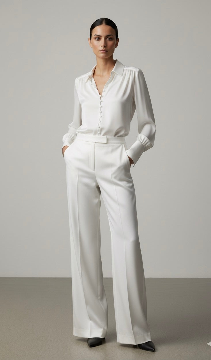 EVO 10053- White Silk Shirt