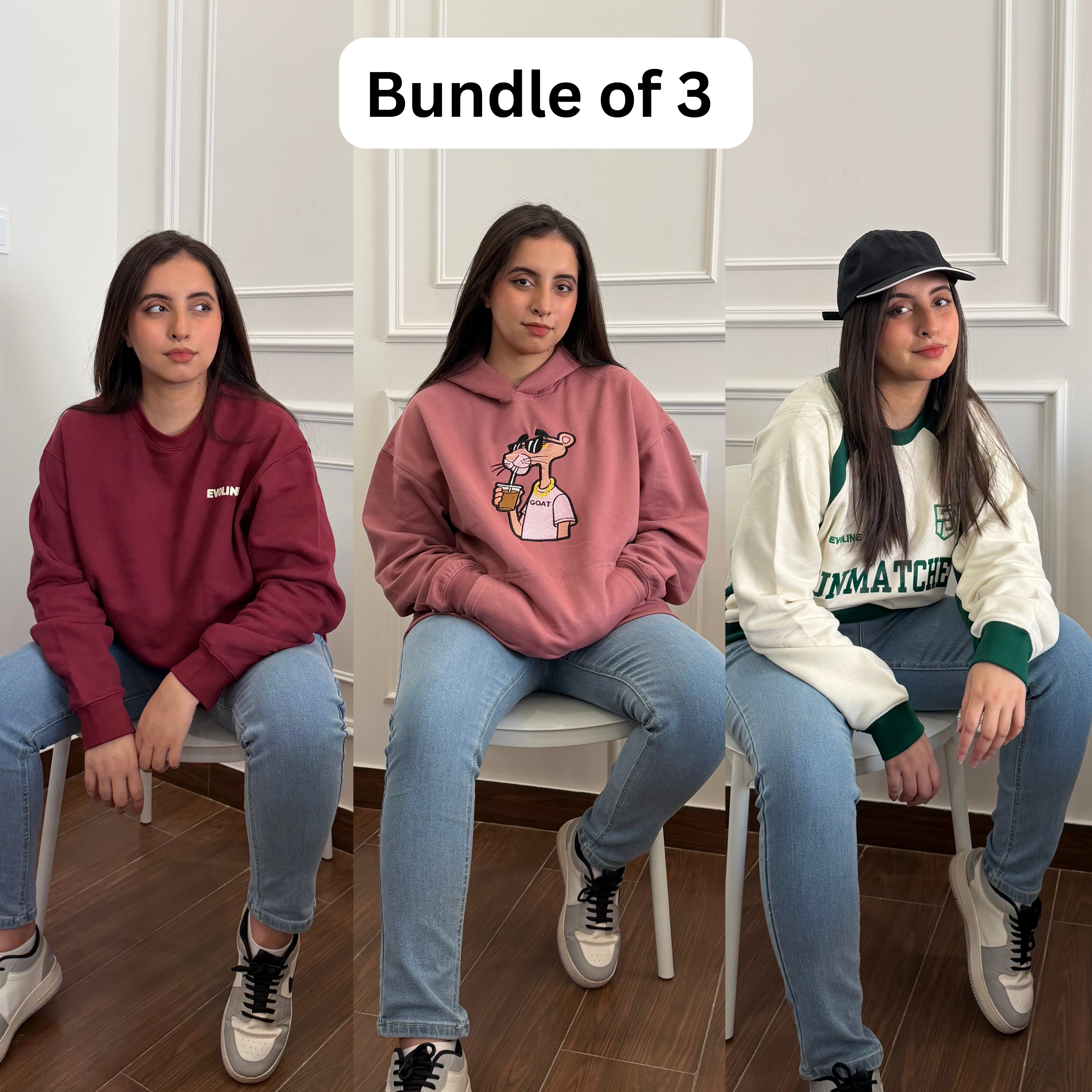 Bundle of 3 - (2 Sweatshirts + 1 Hoodie)