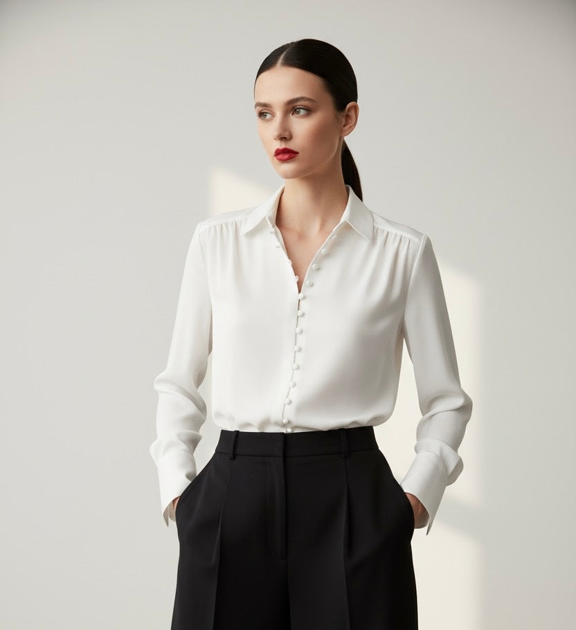 EVO 10053- White Silk Shirt