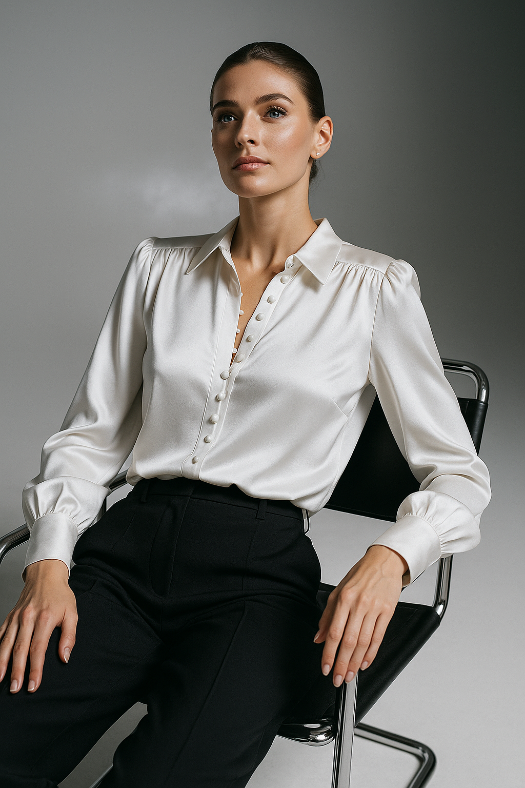 EVO 10053- White Silk Shirt