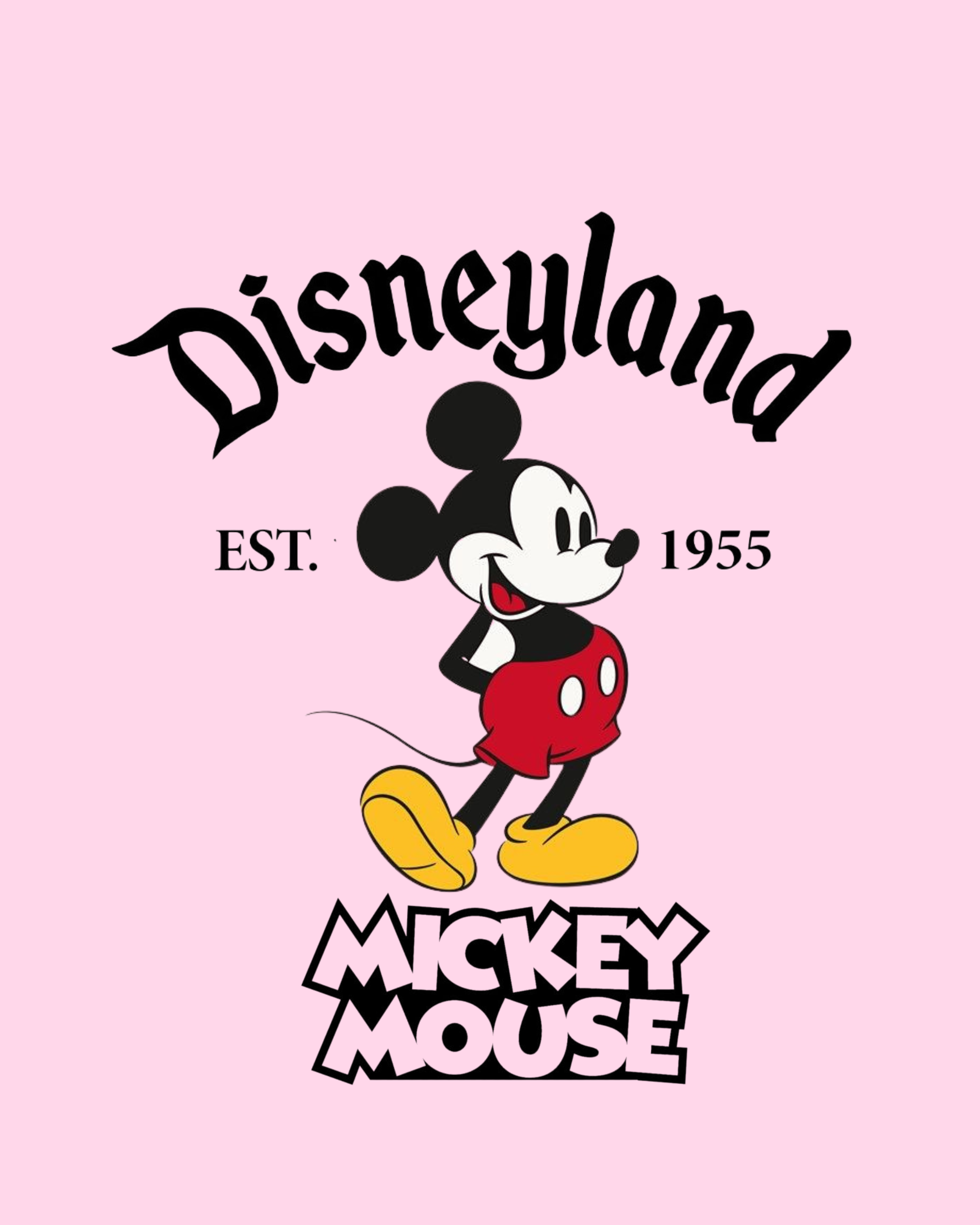 Light Pink Oversized Mickey Mouse Embroidered Disneyland Tee