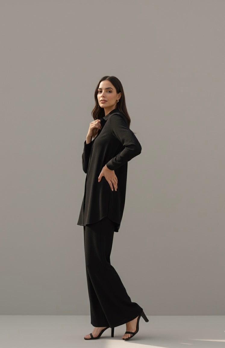 EVO10051-Black Georgette Co-ord Set