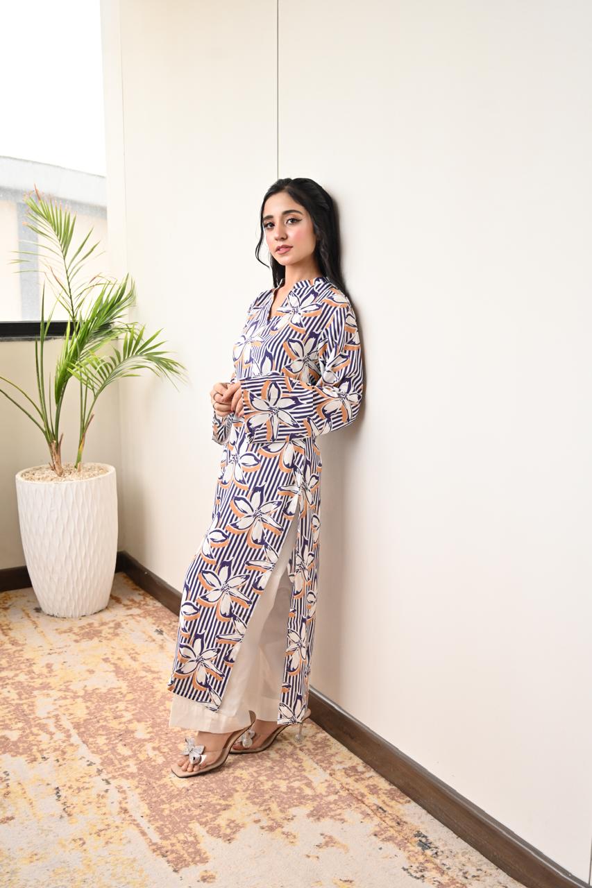 EVO10034-Printed Arabic Lawn Co-Ord set (2 piece)