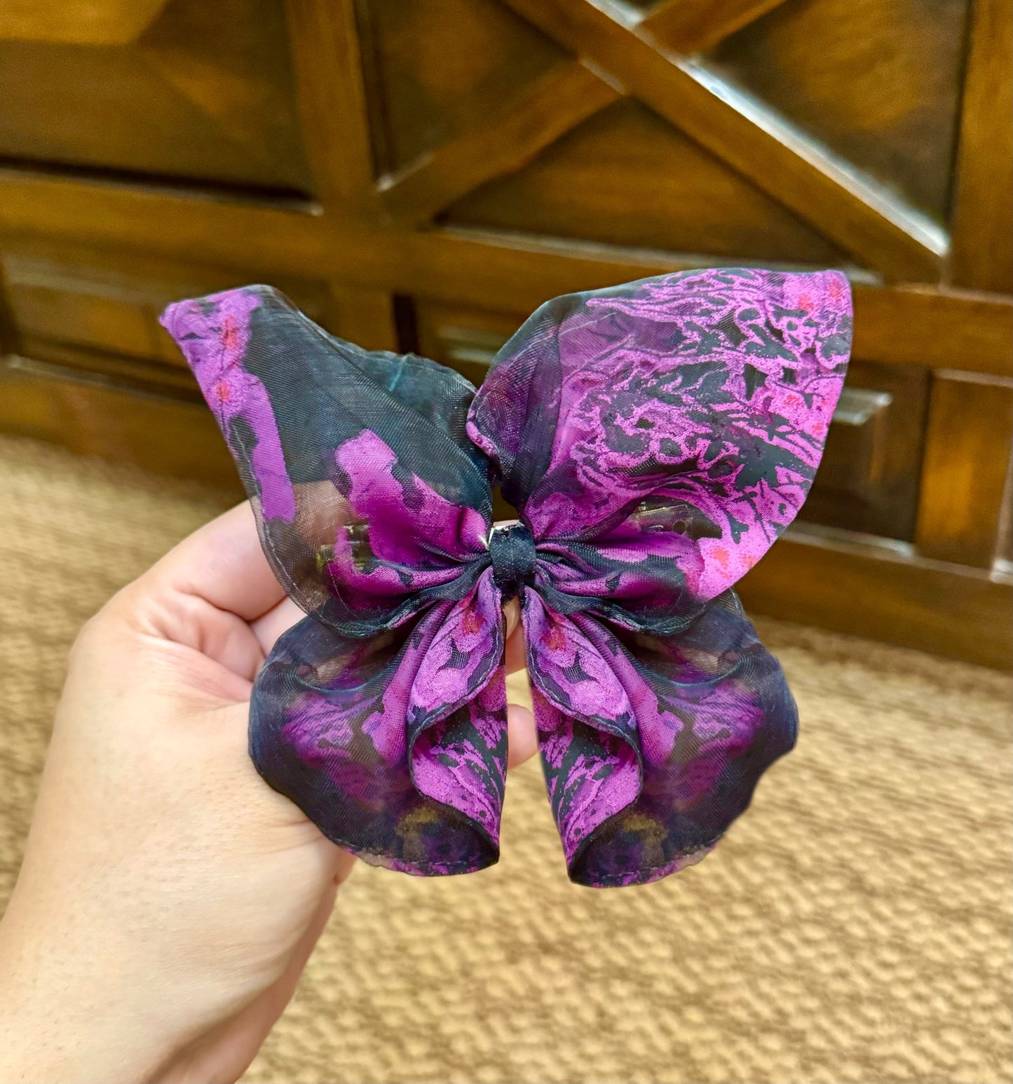 Black Pink Butterfly Clip