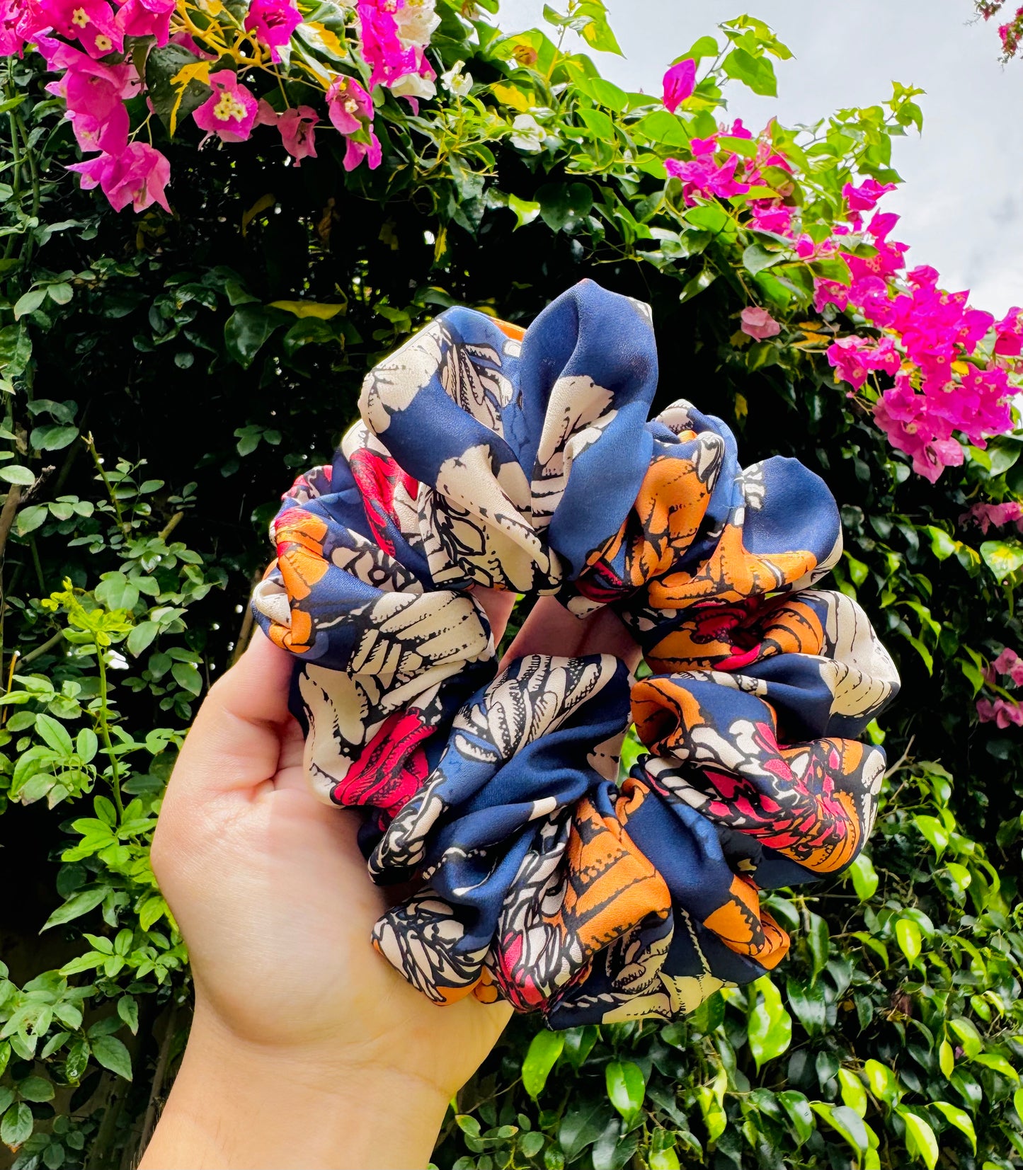 Beautiful Blue Silk Scrunchie