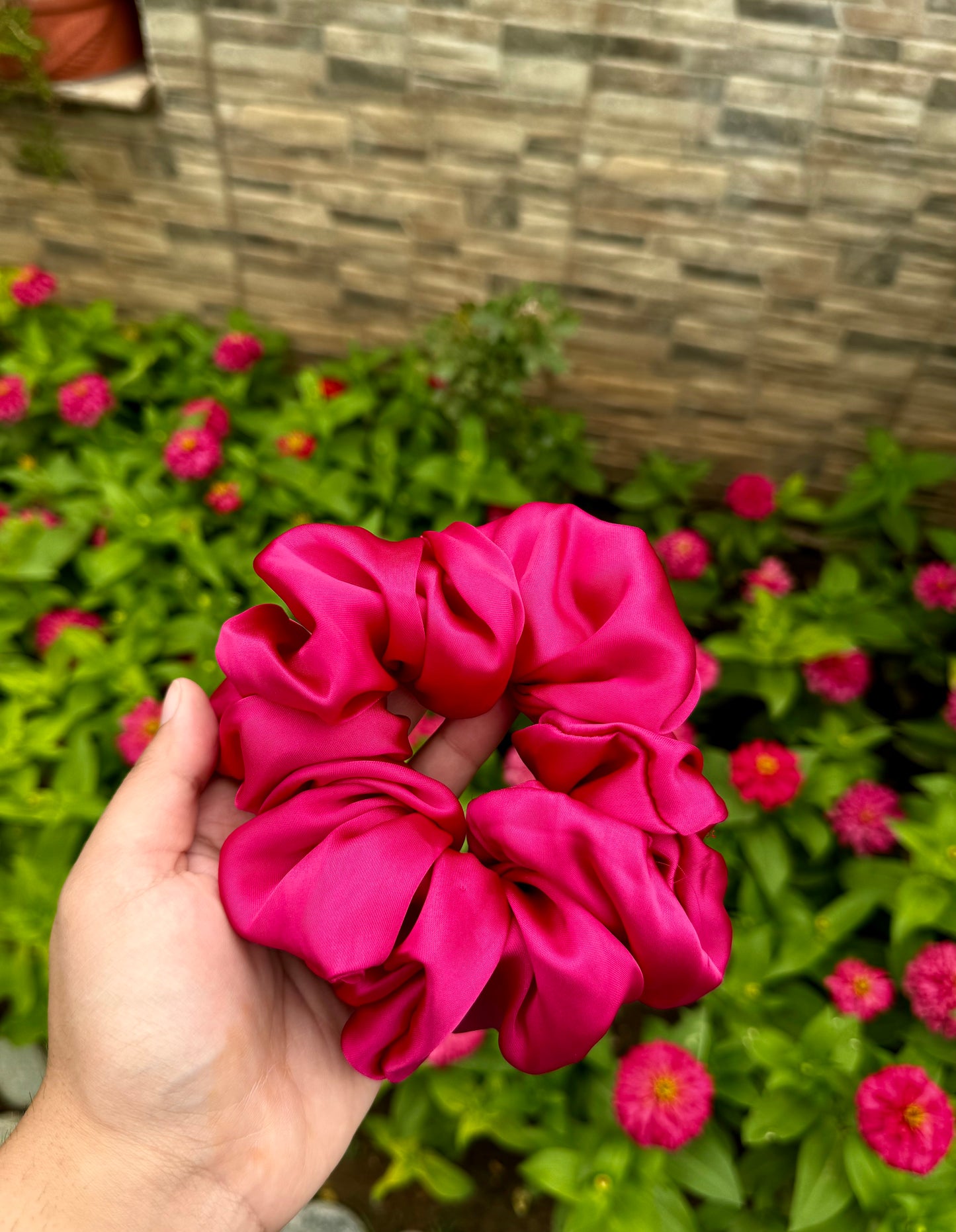 Hot Pink Silk Scrunchie