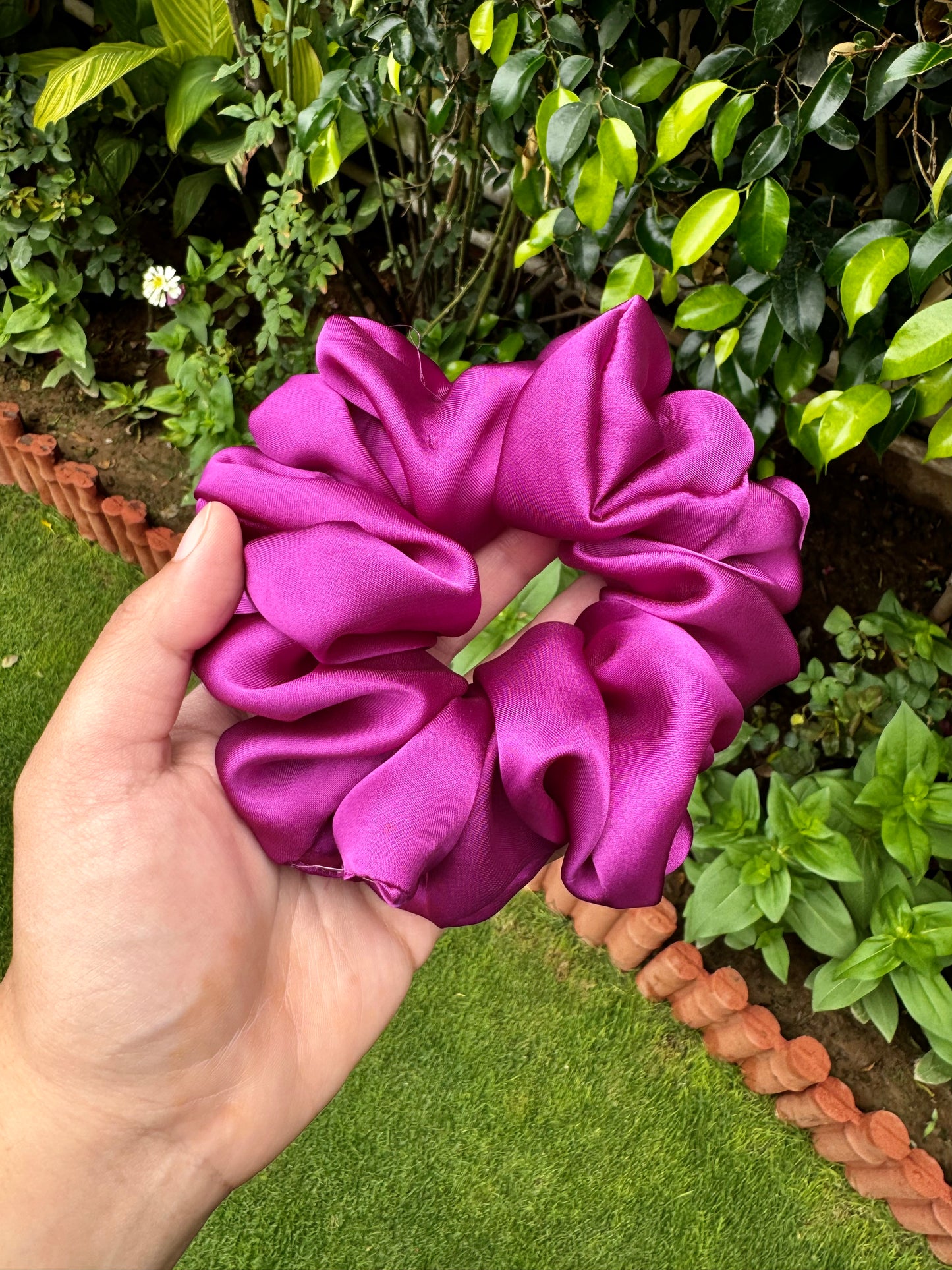 Magenta Silk Scrunchie