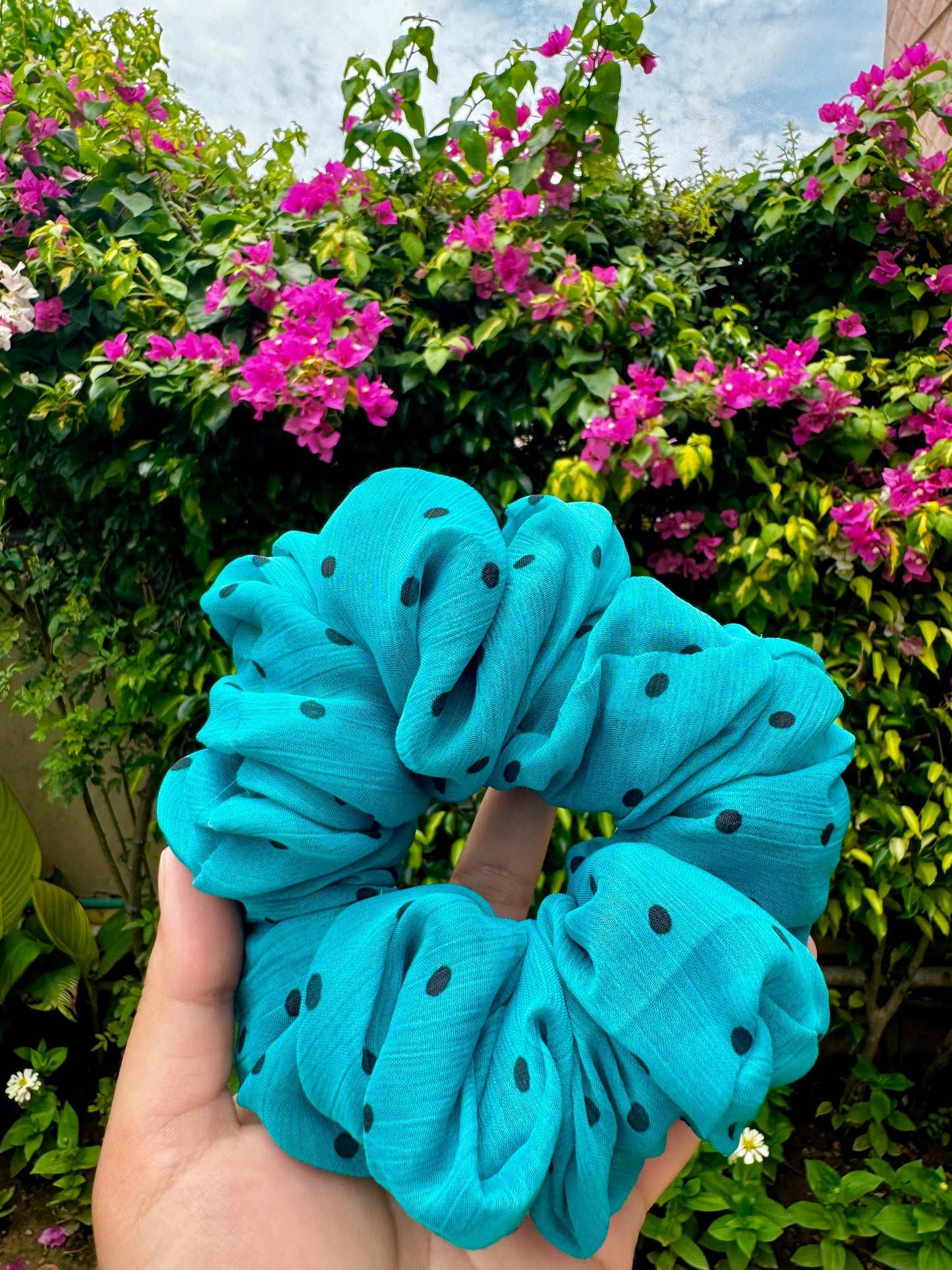 Blue Polka DualGrace Scrunchie