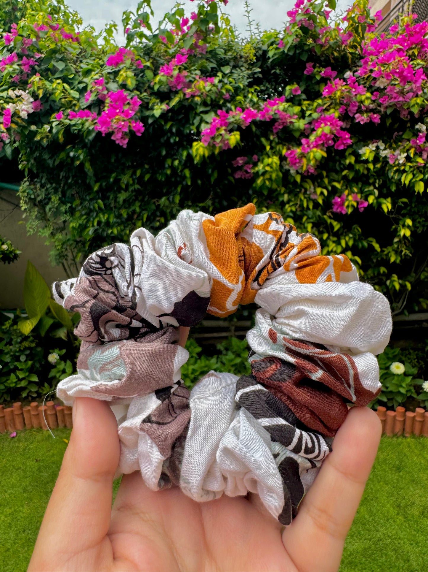 White Brown Black (WBB) Linen Scrunchie