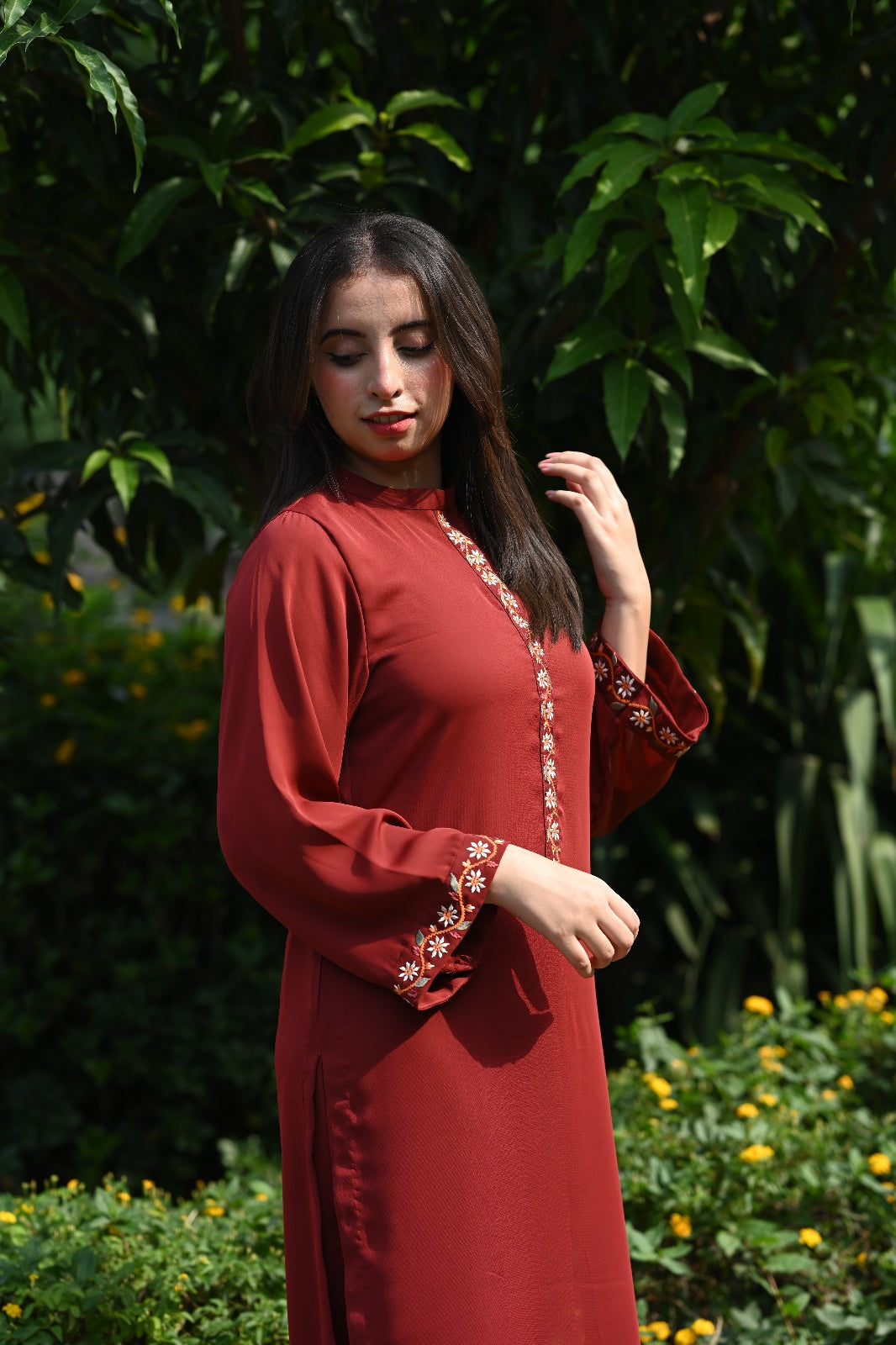 EVO10042-Maroon Solid Co-Ord Set