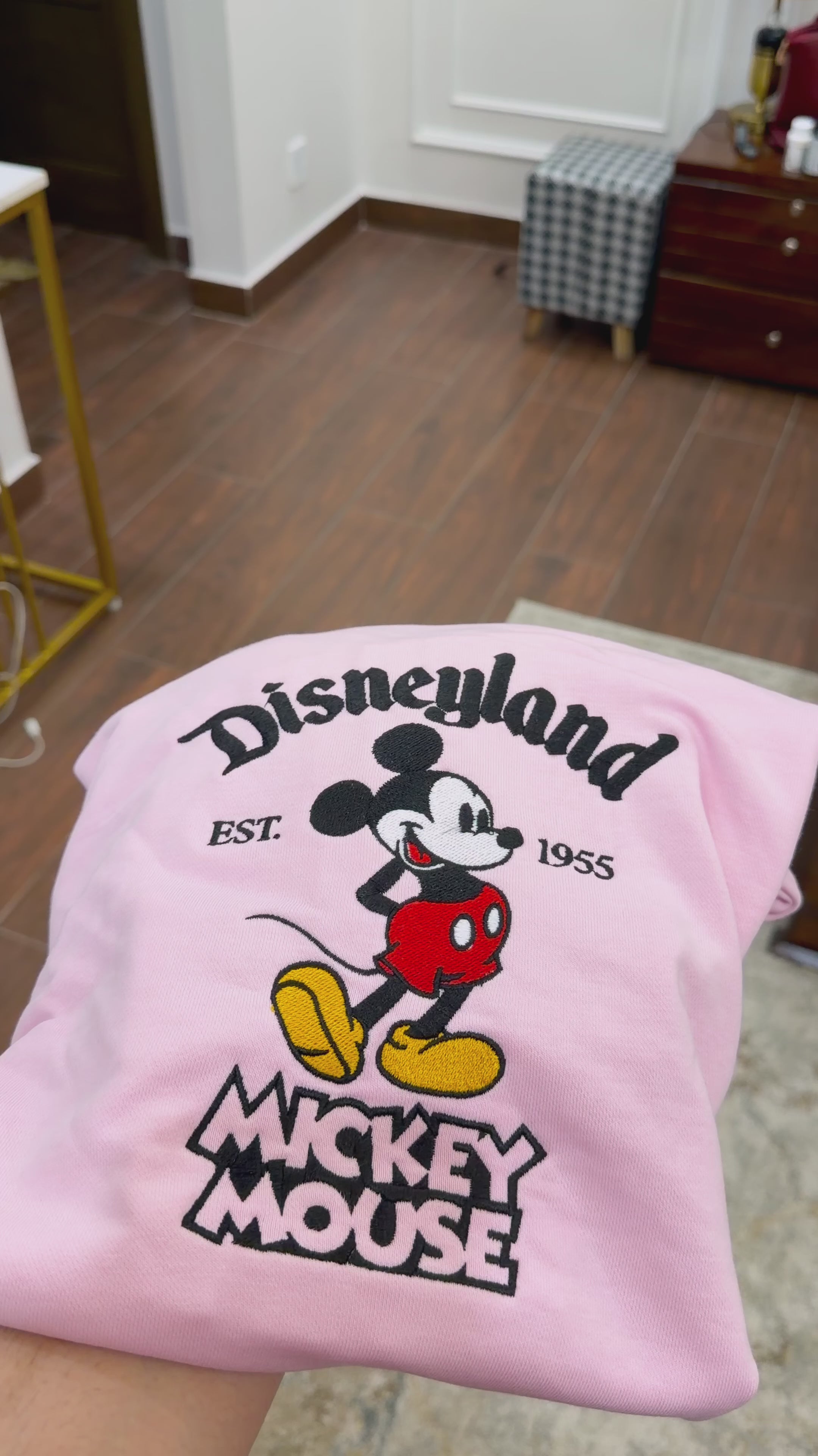 Light Pink Oversized Mickey Mouse Embroidered Disneyland Tee