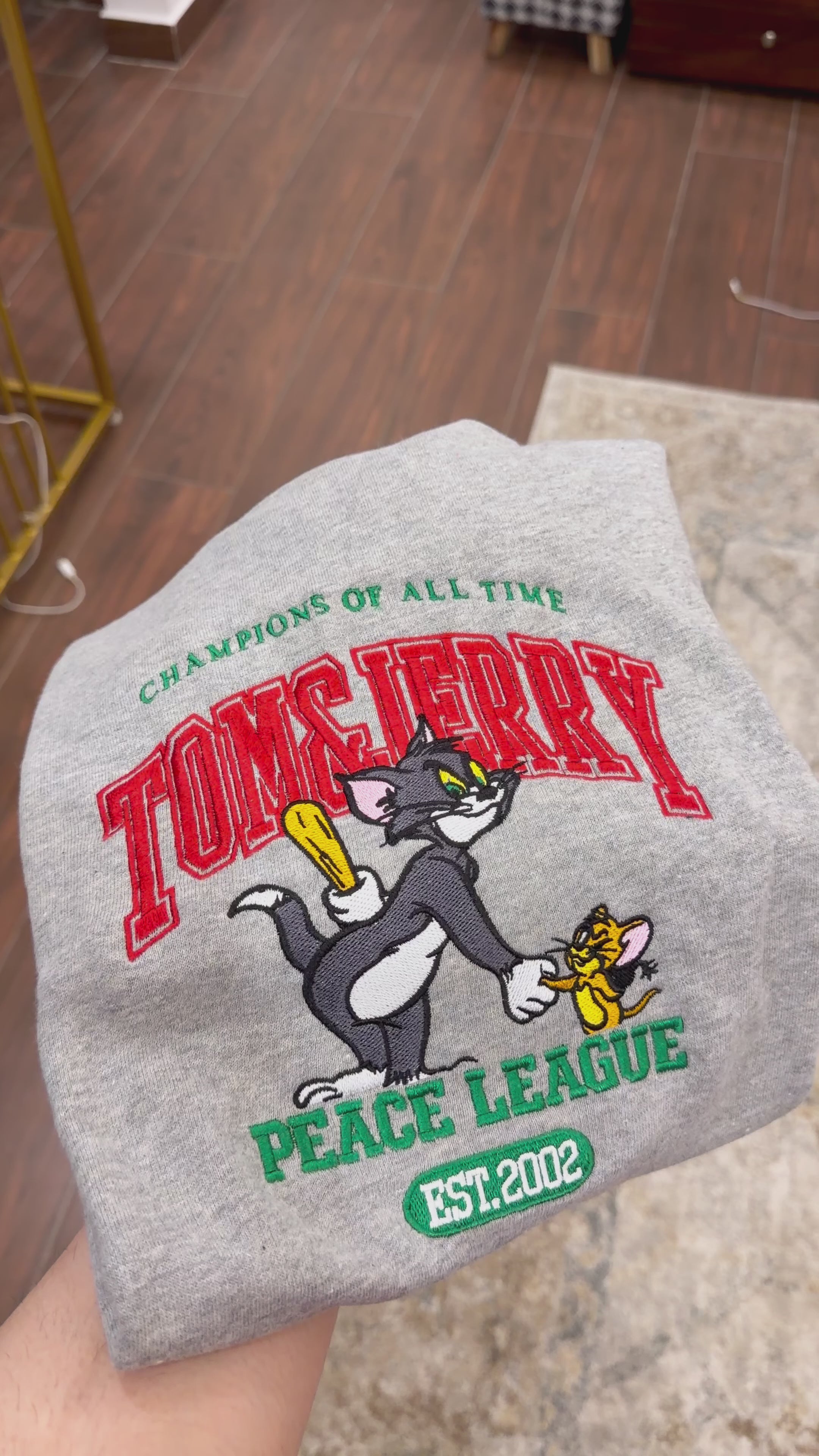 Grey “Peace League” Tom and Jerry Graphic Tee